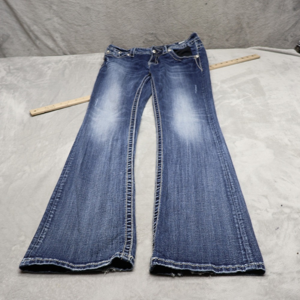 Miss Me Jeans Womens 30 Medium Wash Denim Signature Rise Boot Fade Whisker 30x35